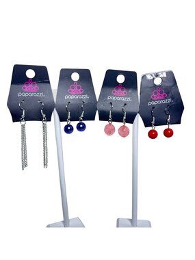 Lot of 4 Paparazzi Silver Tone Pierced Earrings (6442)